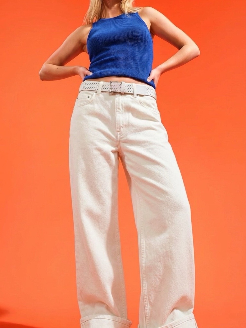 Zara Off-White Wide-Leg Jeans